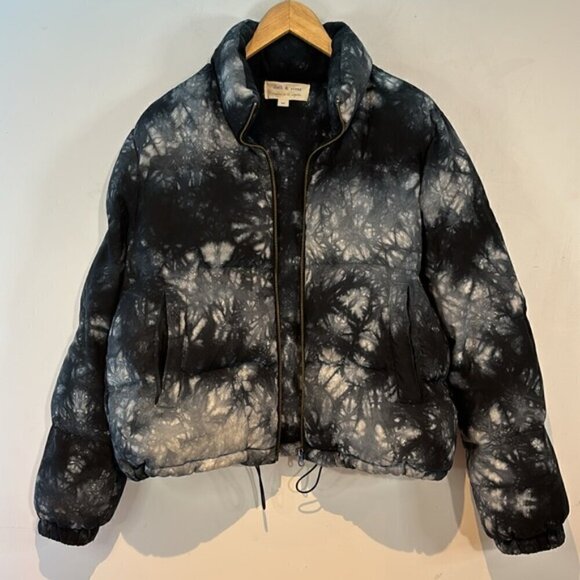 Anthropologie Cloth & Stone black/grey/ cream fabric puffer size medium - Picture 1 of 15